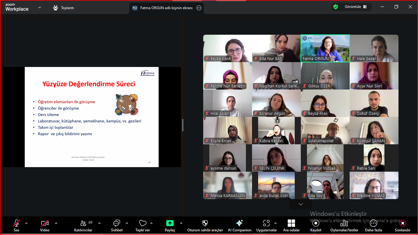 HEPDAK 2025 Yılı Öğrenci Değerlendirici Eğitimi gerçekleştirildi (04 Ekim 2025)