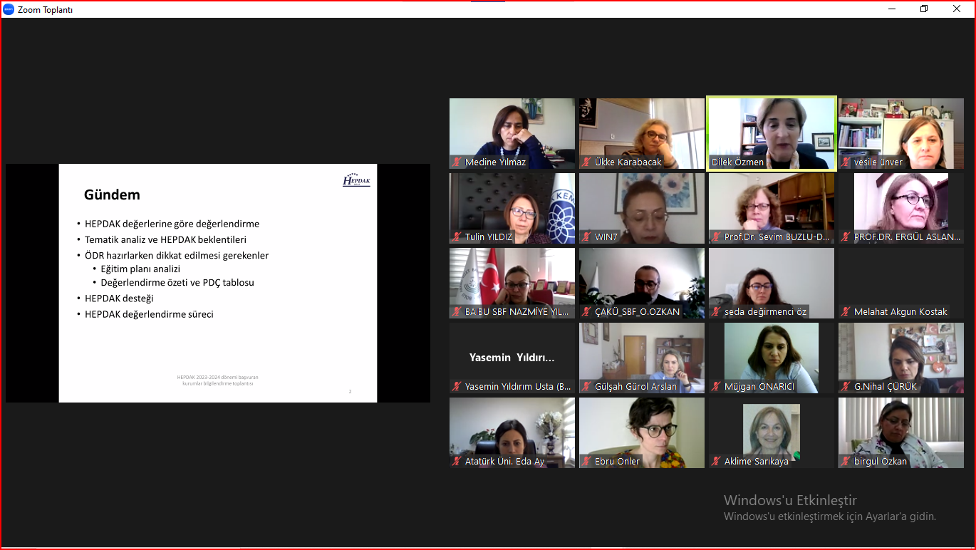 2023-2024 Dönemi Akreditasyon İçin Başvuran Kurumlara Yönelik Bilgilendirme Toplantısı (20 Mart 2023)