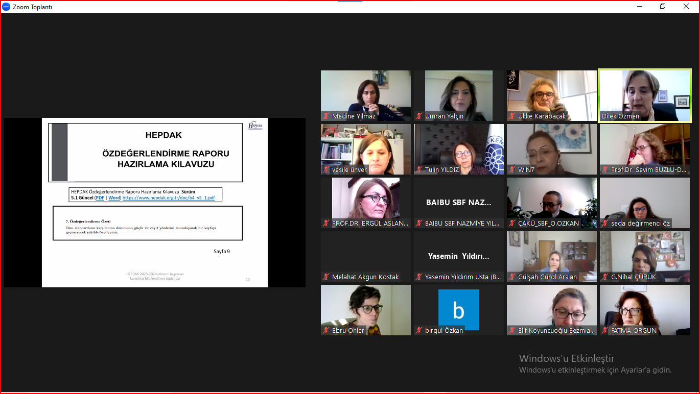 2023-2024 Dönemi Akreditasyon İçin Başvuran Kurumlara Yönelik Bilgilendirme Toplantısı (20 Mart 2023)