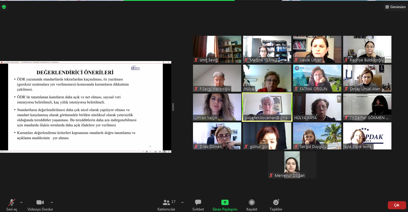 Takım Başkanları ile Standart Komisyonu Üyeleri Toplantısı