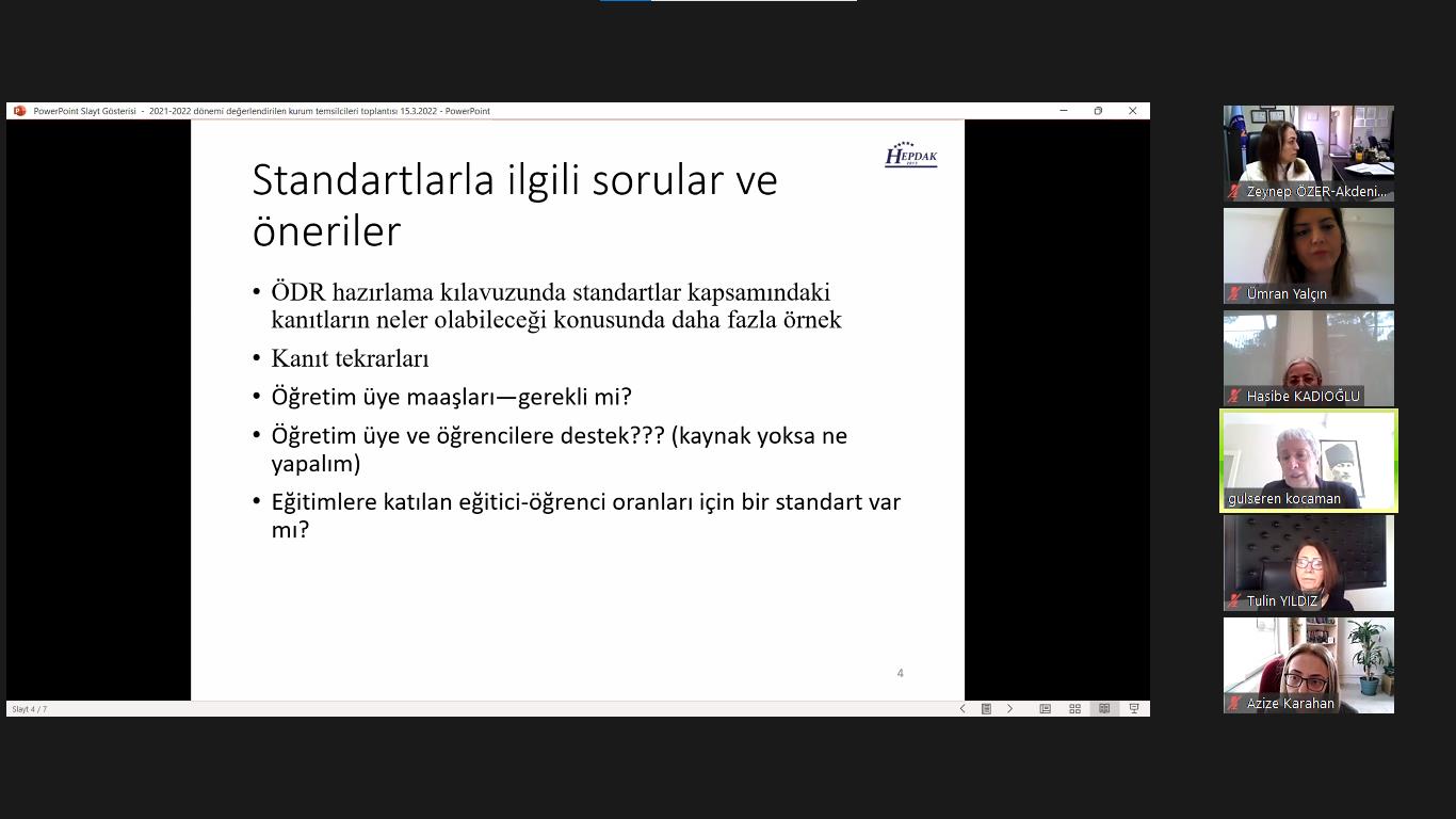 HEPDAK 2021-2022 Dönemi Akreditasyon İçin Ziyaret Edilen Kurumlar ile Değerlendirme Toplantısı (15 Mart 2022)